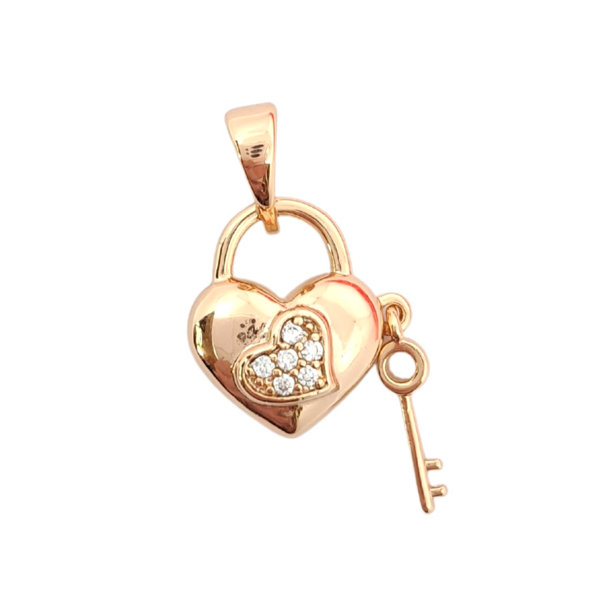 Zawieszka serce i klucz - Pozłacana 18k złotem