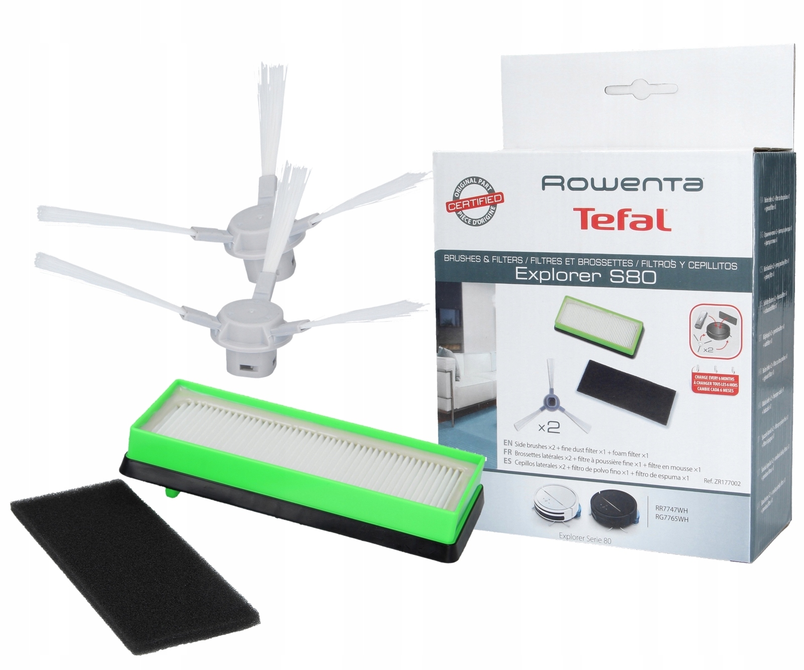 Szczotki boczne filtry zestaw do robota Tefal Explorer Serie 80, 120