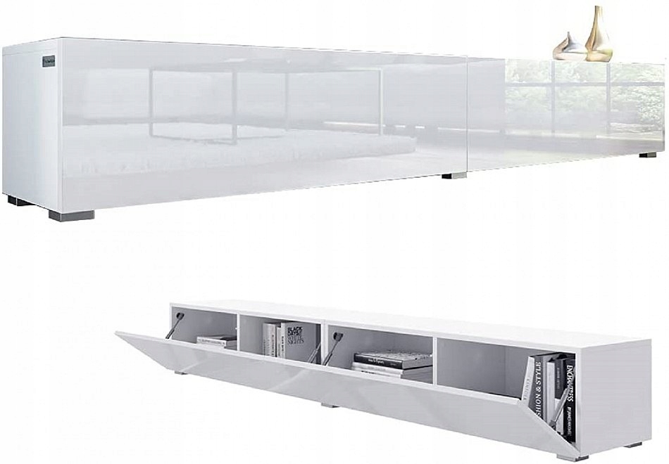 Szafka Rtv Kira 210 (2x105) cm szafka pod telewizor Front Akryl Połysk