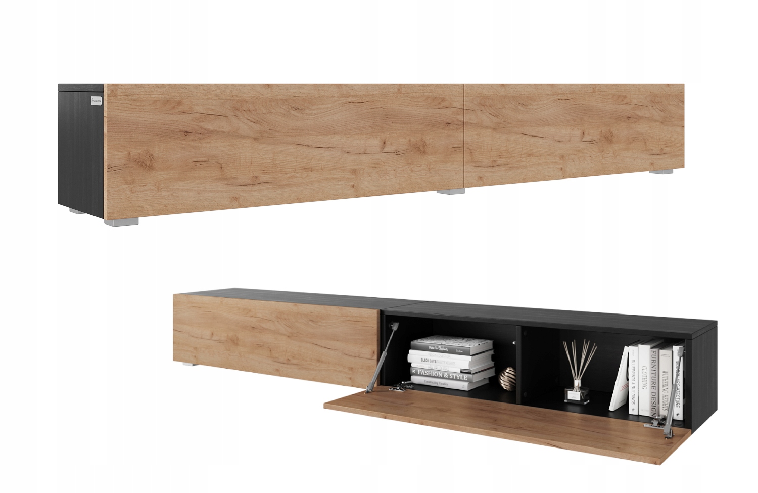 Szafka Rtv Kira Lowboard 210 cm szafka pod telewizor Wisząca Stojąca