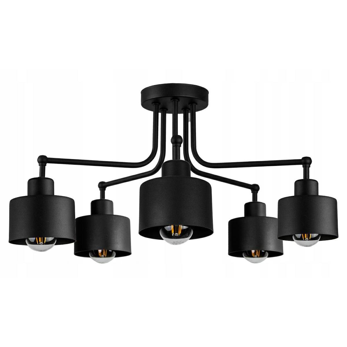 Lampa Plafon Żyrandol czarna 5x E27 Loft Abi P2