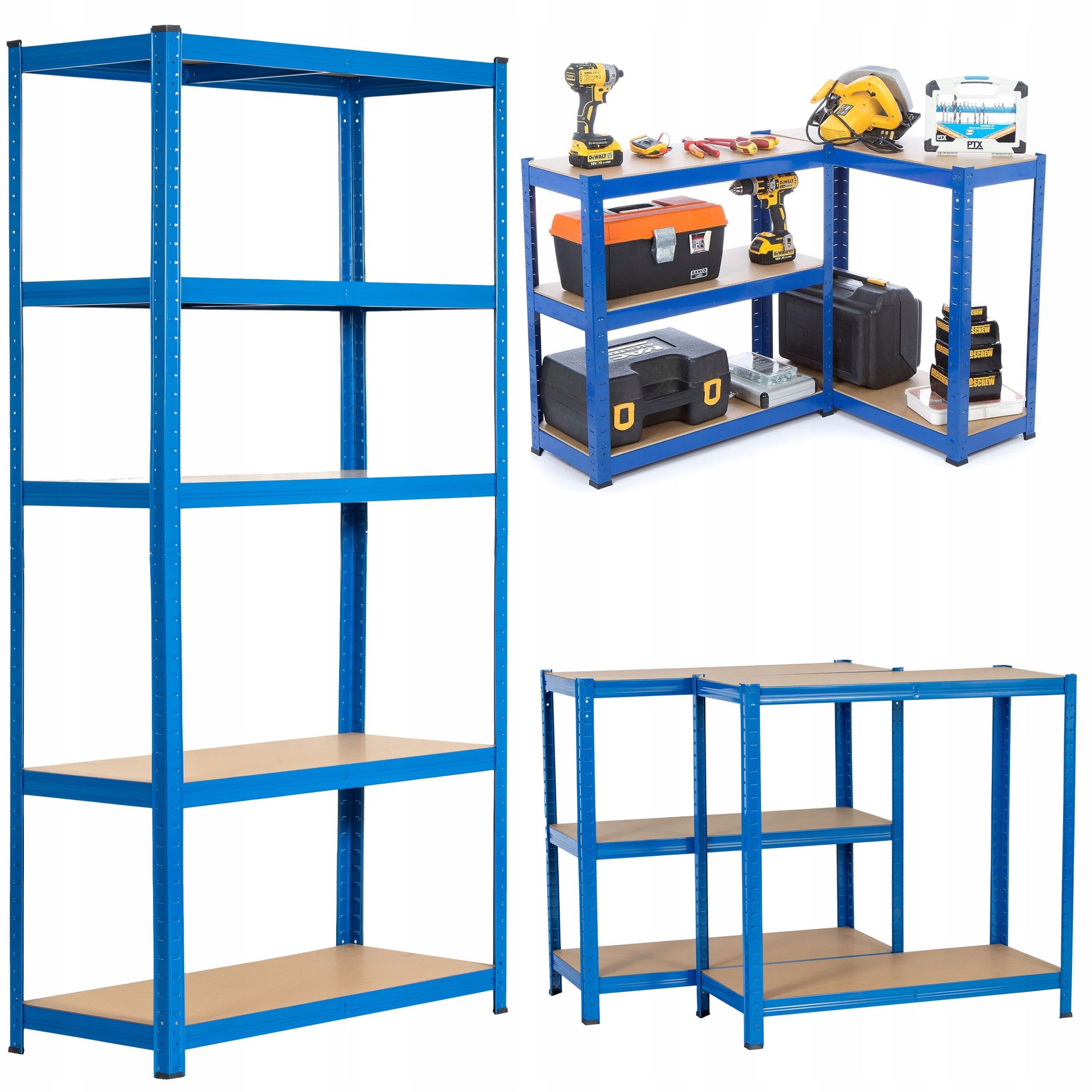 Regał Metalowy Magazynowy 150x70x30 Warsztatowy Niebieski Garażowy 875 kg