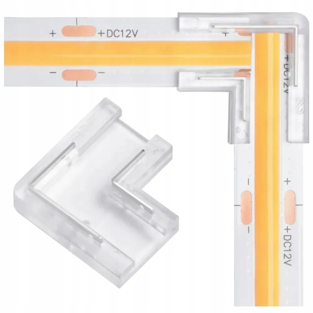 Złączka Kątowa Narożna Do Taśma Led 8mm Cob 'L' 2 Pin Solidna i Bezpieczna