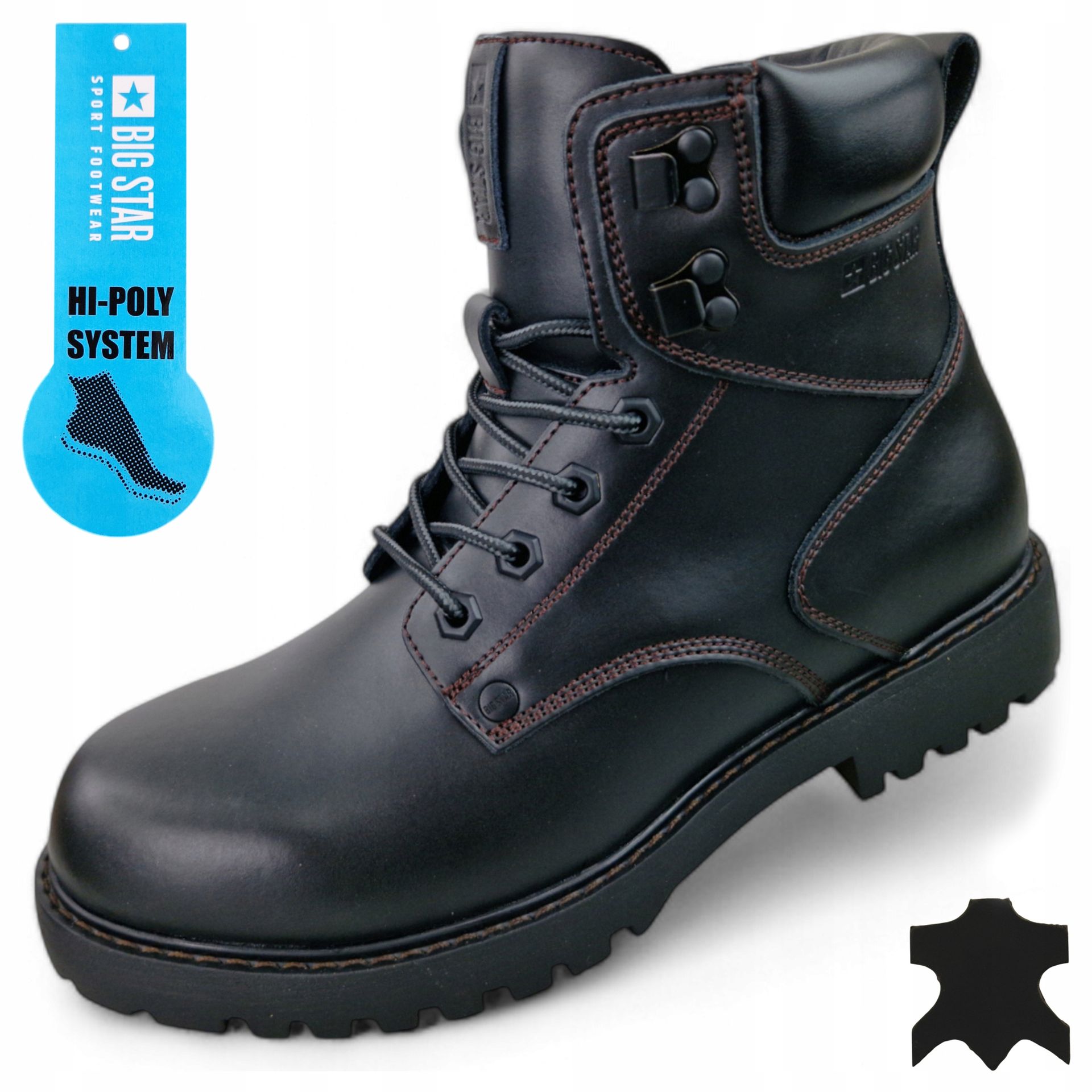 Buty męskie zimowe Big Star skórzane ocieplane Trapery OO174627 44
