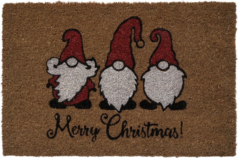 Wycieraczka Kokosowa Świąteczna Wycieraczka Skrzaty Trzy 12X400X600 Beżowa