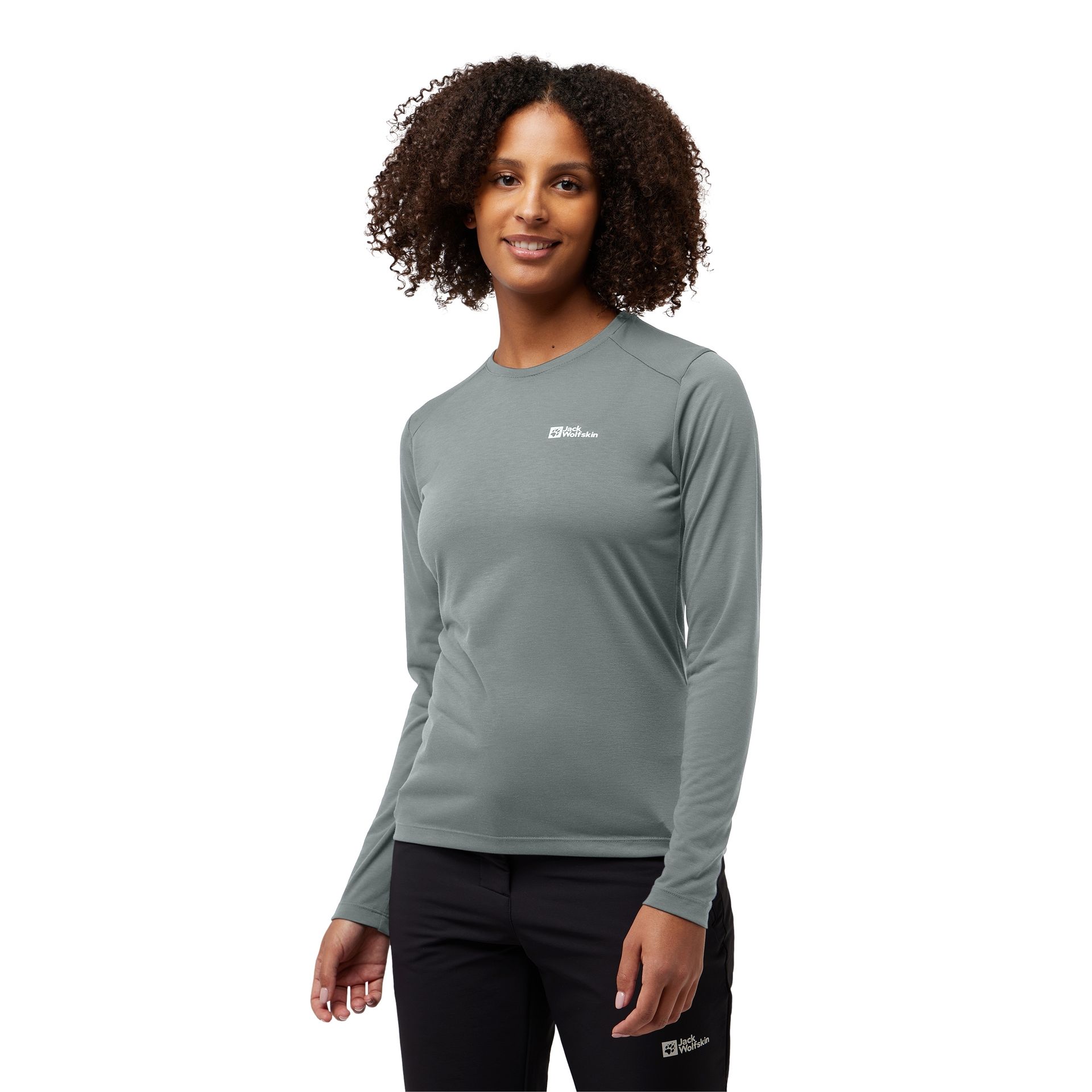 Damska bluzka z długim rękawem Jack Wolfskin VONNAN LS T W slate green - XS