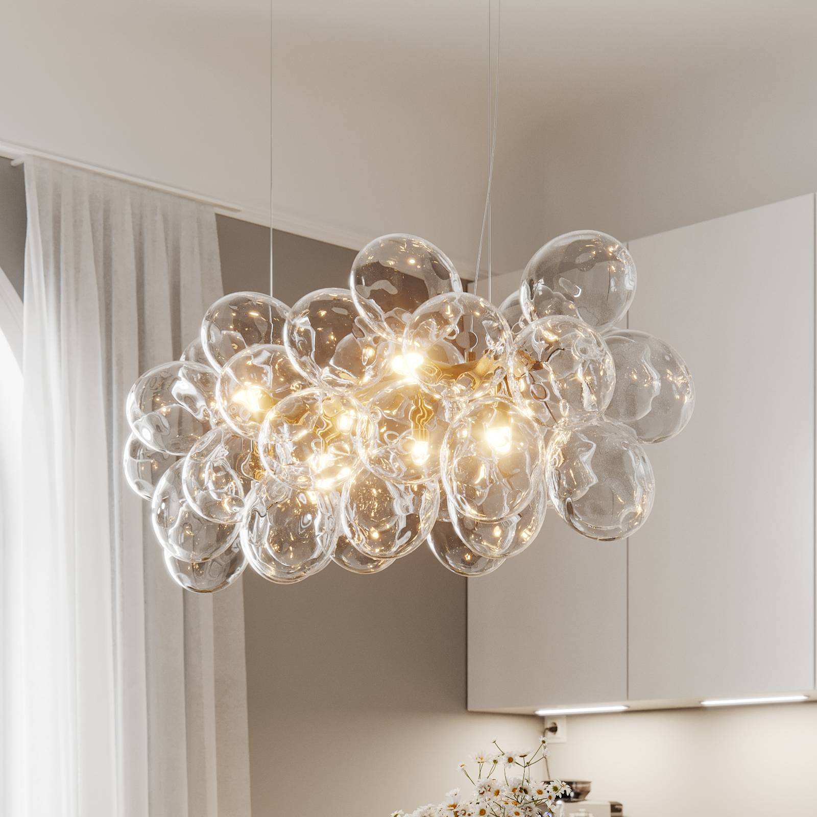 By Rydéns Gross Bar lampa wisząca, mosiądz/przezroczysty, 80 cm, szkło