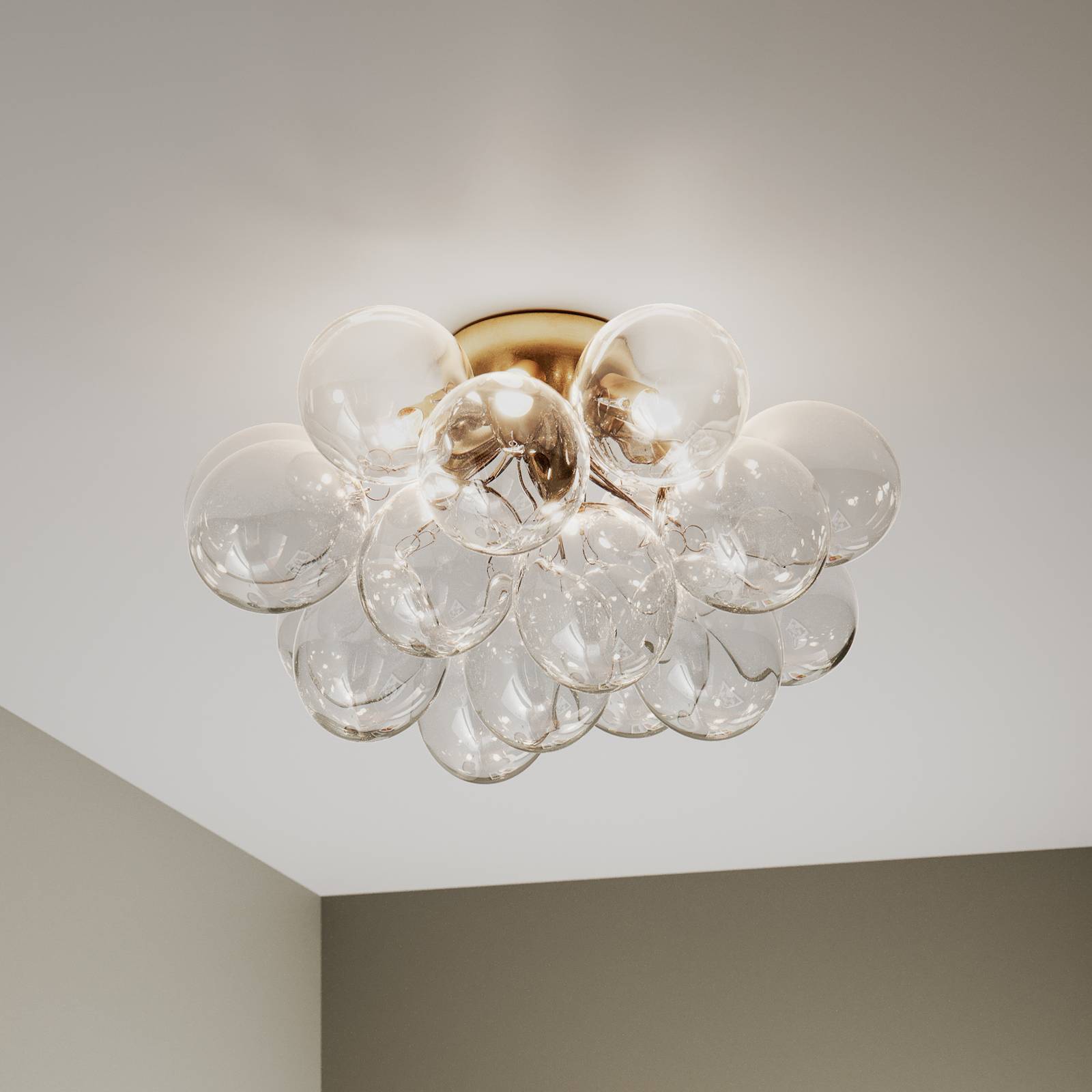 Lampa sufitowa By Rydéns Gross, mosiądz/przezroczysty, Ø 50 cm, szkło