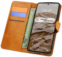 Bizon Etui z klapką Case Pocket do Motorola Edge 50 Ultra, brązowe
