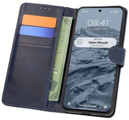 Bizon Etui z klapką Case Pocket do Oppo Reno 12, granatowe