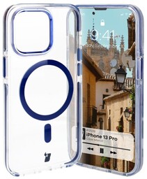 Bizon Etui z pierścieniem magnetycznym Case Marco do iPhone 13 Pro, przezroczyste z niebieską ramką