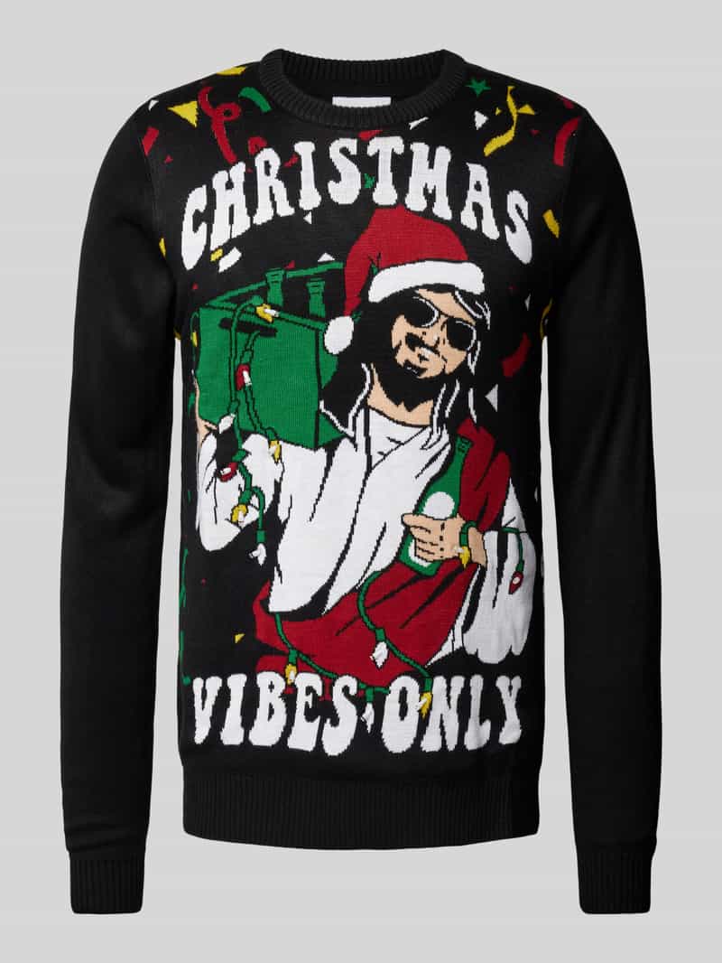 Sweter z dzianiny z wyhaftowanym motywem