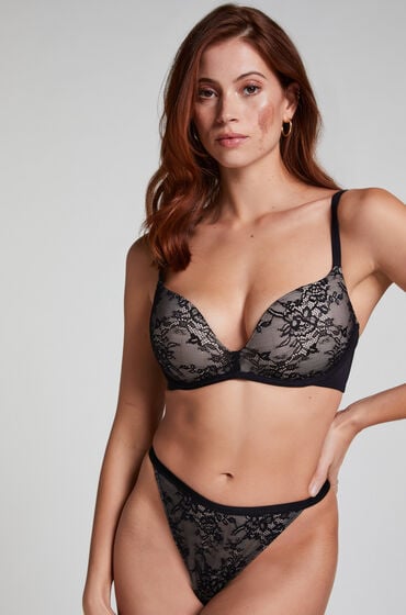 Hunkemöller LEA LACE NON WIRED PU Czarny