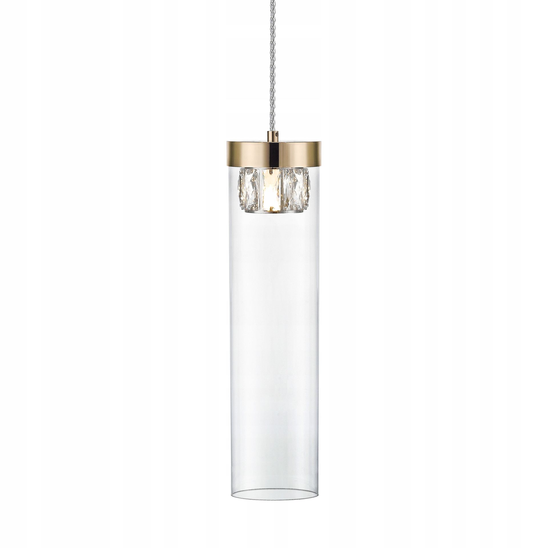 Gem Lampa wisząca szklana z kryształem złoto francuskie 1xG9