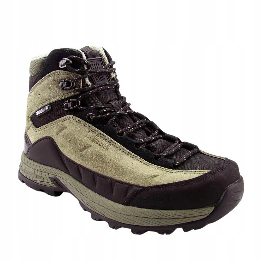 Buty trekkingowe męskie skórzane z membraną Big Star OO174453 khaki 44