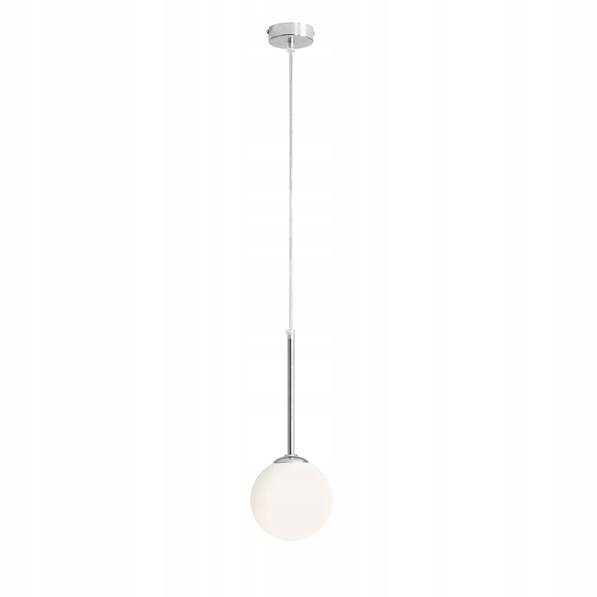 Lampa wisząca chrom szklana biała kula 14 cm punktowa do sypialni Aldex