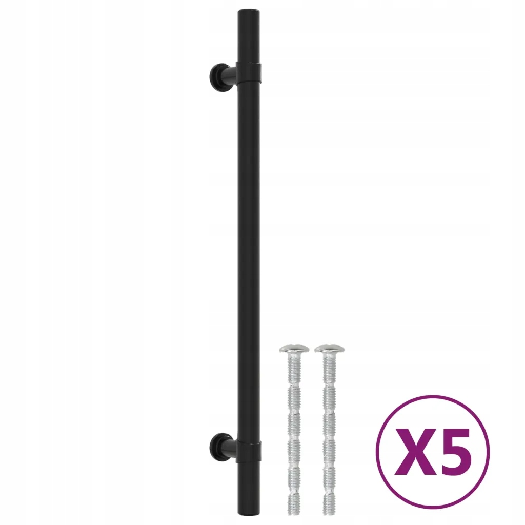 Uchwyty do szafek, 5 szt., czarne, 192 mm, stal ni