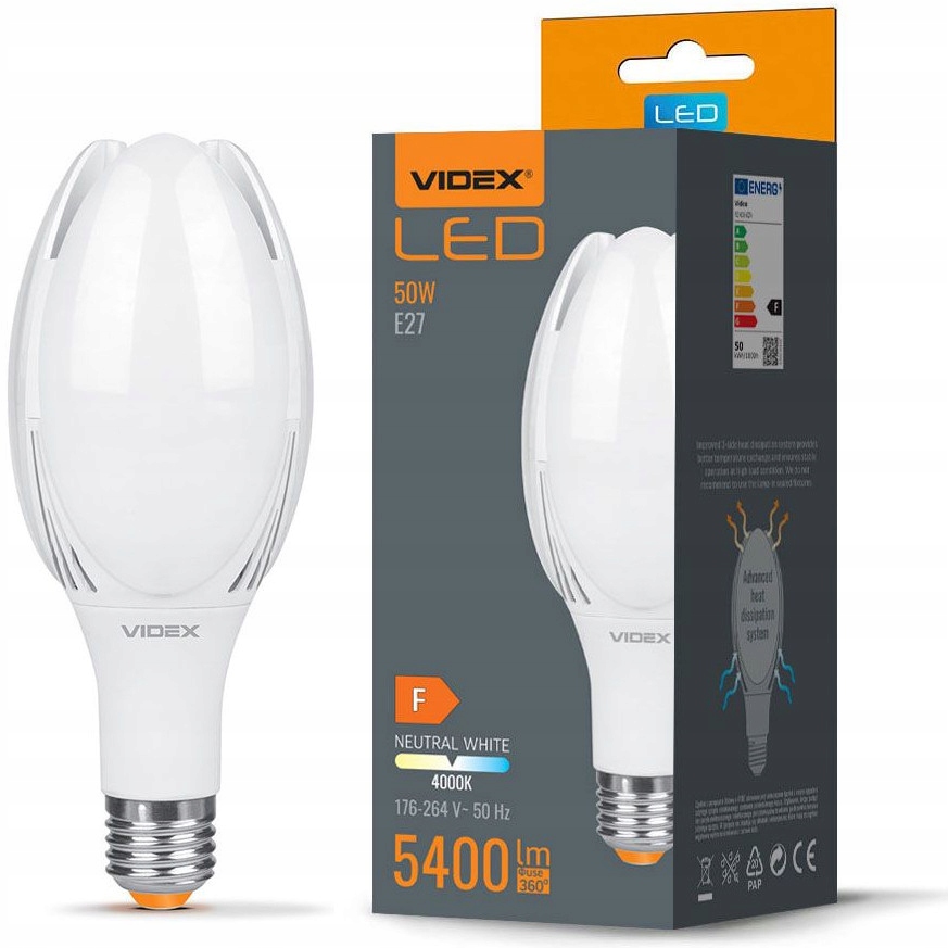 Duża Moc Led Żarówka Prawdziwe 50W E27 5400Lm 4000K przemysłowa mleczna