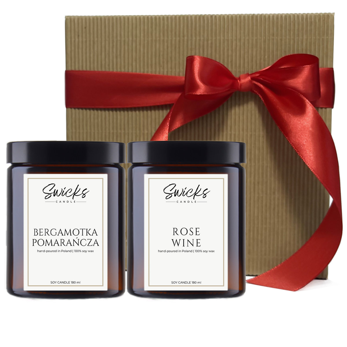 Zestaw świec zapachowych dla mamy 2x180ml BERGAMOTKA+ROSE WINE