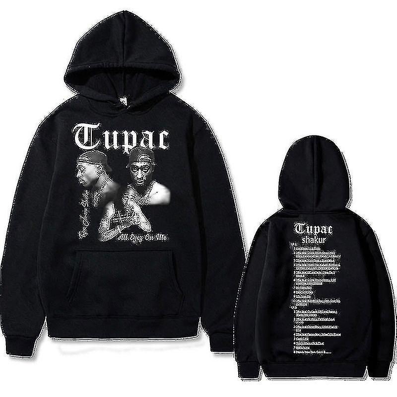Raper Tupac 2pac Hip Hop Bluza z kapturem Moda męska Mężczyźni Kobiety Oversize Sweter Męski czarny streetwear Mężczyzna Bluza vintage czarny Q0141 M