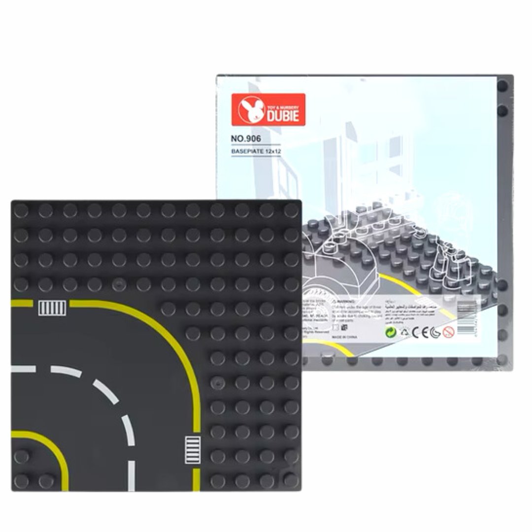 Klocki Wange 906 – Zakręt/ulica płytka bazowa 12x12 (ciemnoszara) do DUPLO