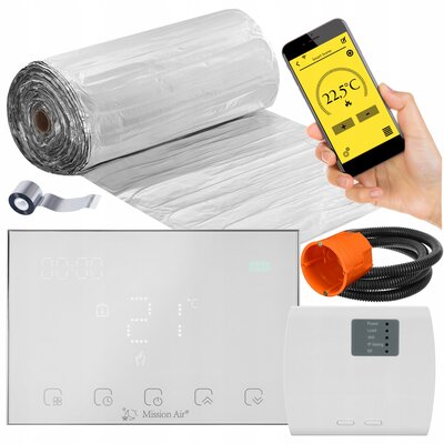 Mata grzewcza pod panele MISSION AIR PTC MAL-160W/m2 18m² (36mb x 50cm) + regulator Gemini Biały Wi-Fi