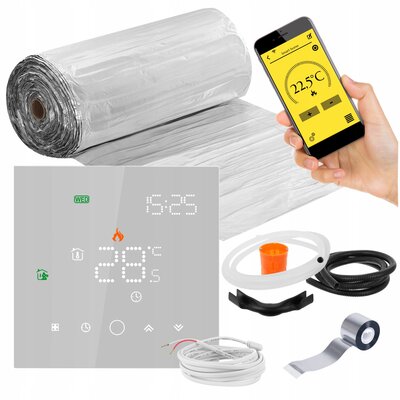 Mata grzewcza pod panele MISSION AIR PTC MAL-160W/m2 18m² (36mb x 50cm) + regulator Leo Biały Wi-Fi