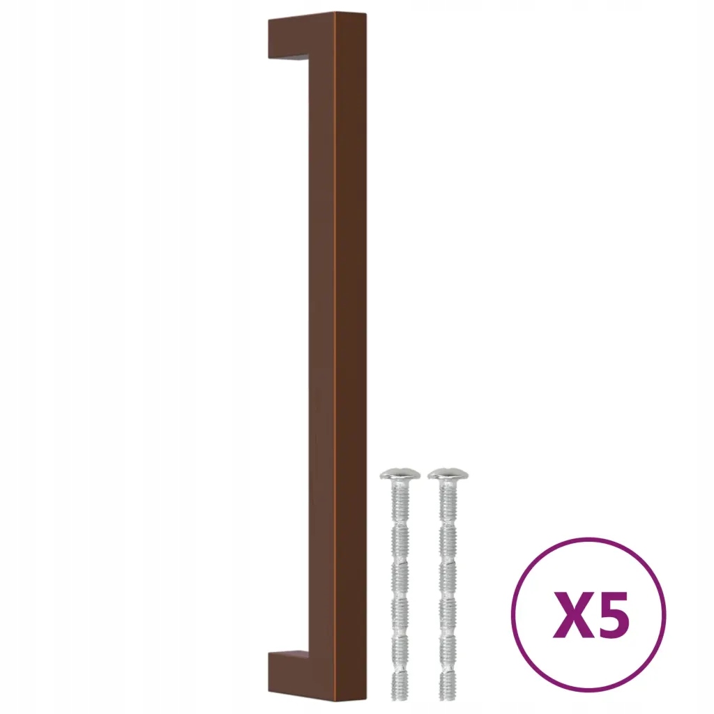 Uchwyty do szafek, 5 szt., brąz, 192 mm, stal nie