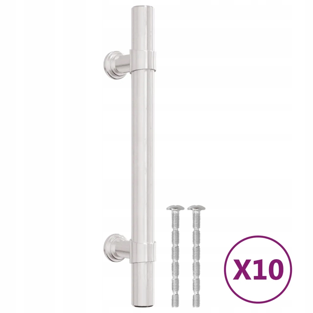 Uchwyty do szafek, 10 szt., srebrne, 96 mm, stal n
