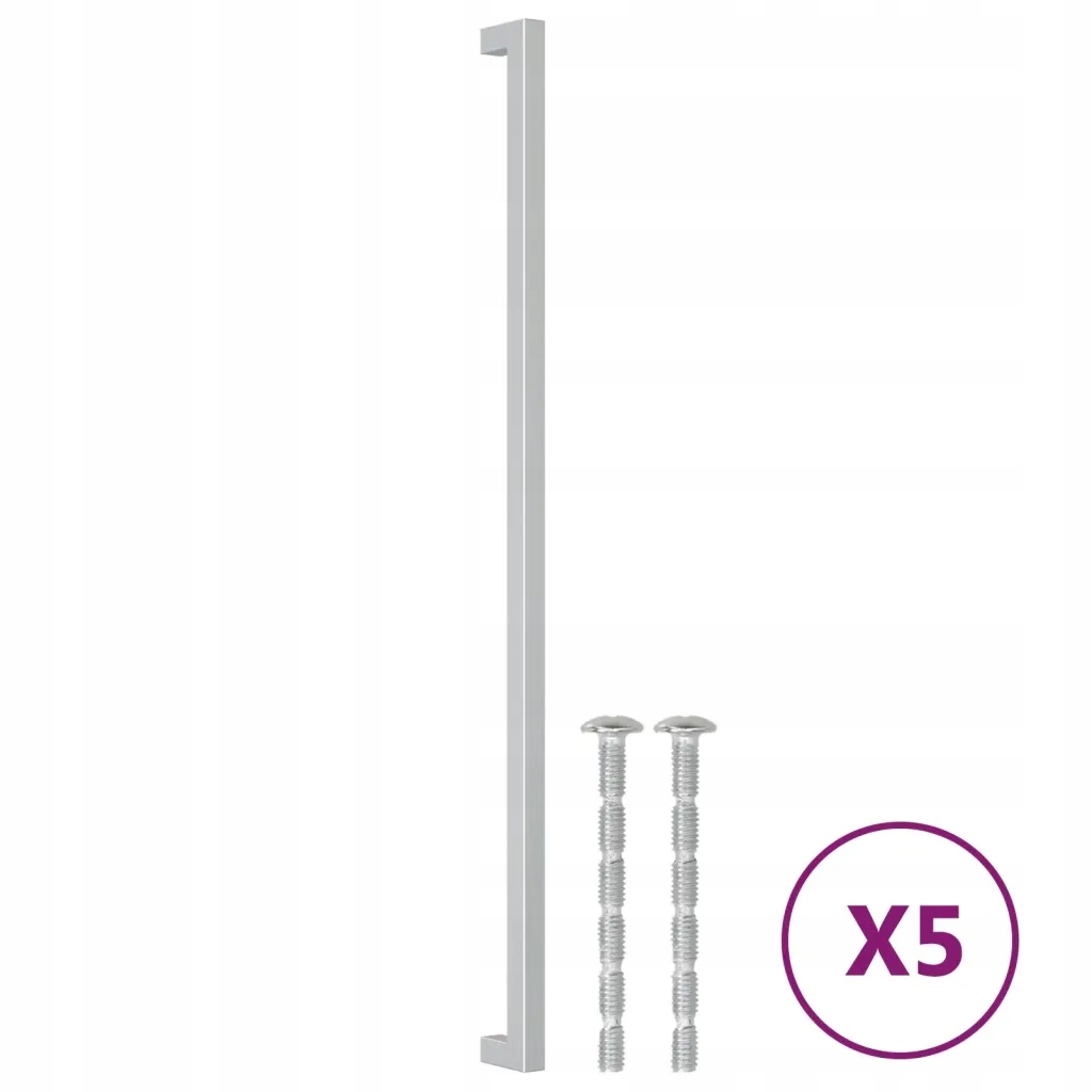 Uchwyty do szafek, 5 szt., srebrne, 480 mm, stal n