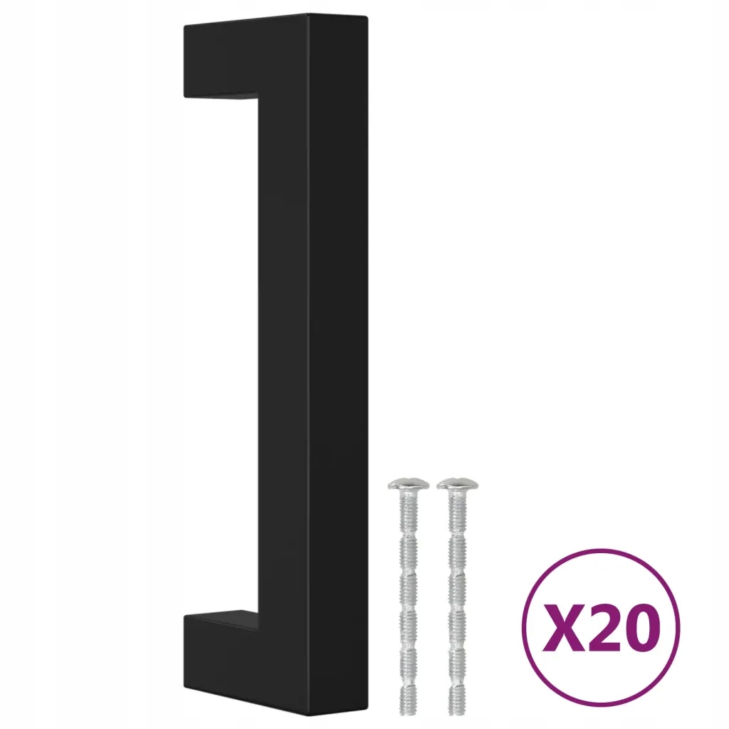 Uchwyty do szafek, 20 szt., czarne, 96 mm, stal nierdzewna