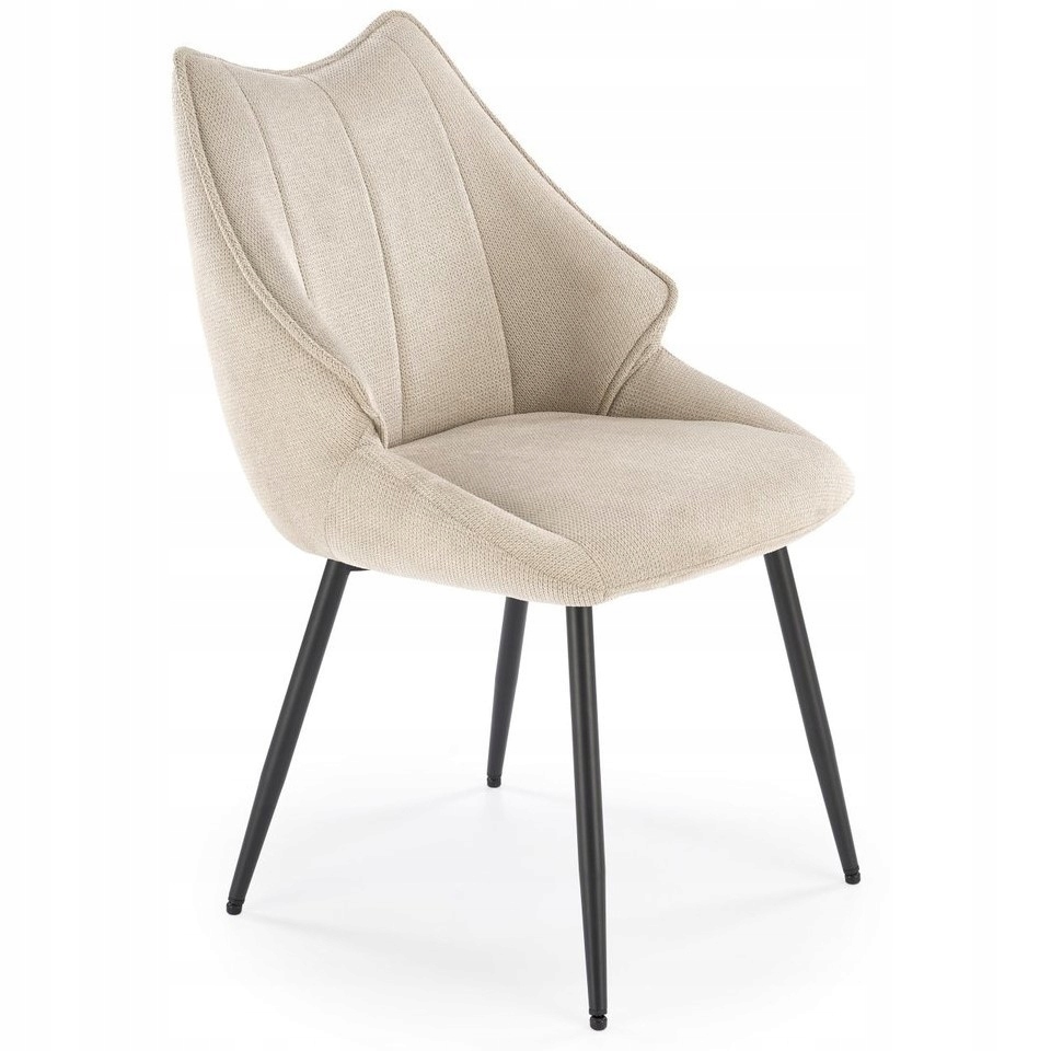 Krzesło K543 Beżowy/Czarny Tapicerowane Salon Biuro Sypialnia Loft
