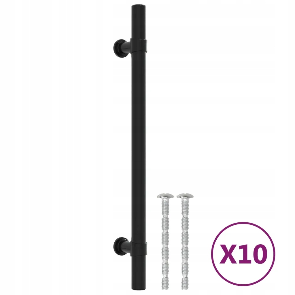 Uchwyty do szafek, 10 szt., czarne, 160 mm, stal n