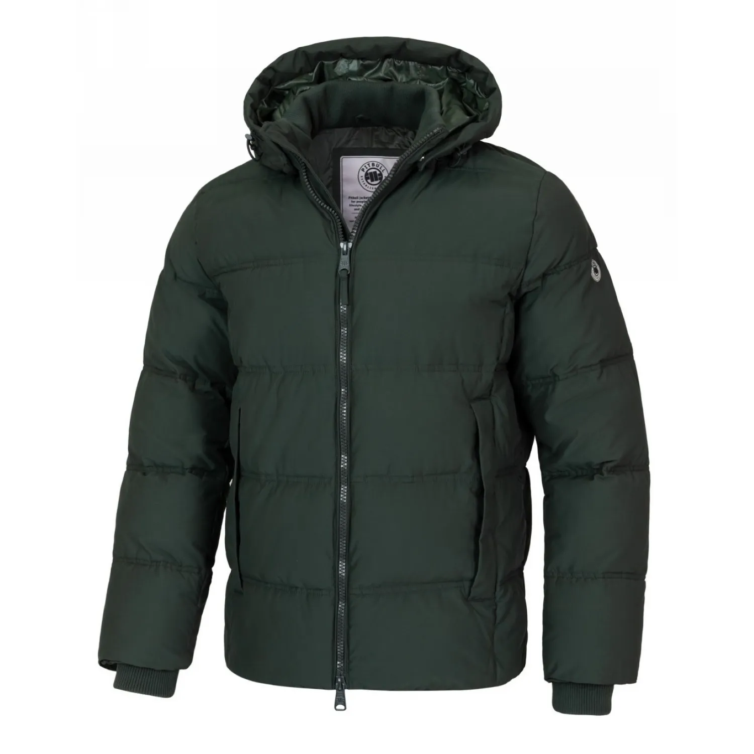 Kurtka zimowa z kapturem Pit Bull Duncan '24 - Ciemnooliwkowa  L