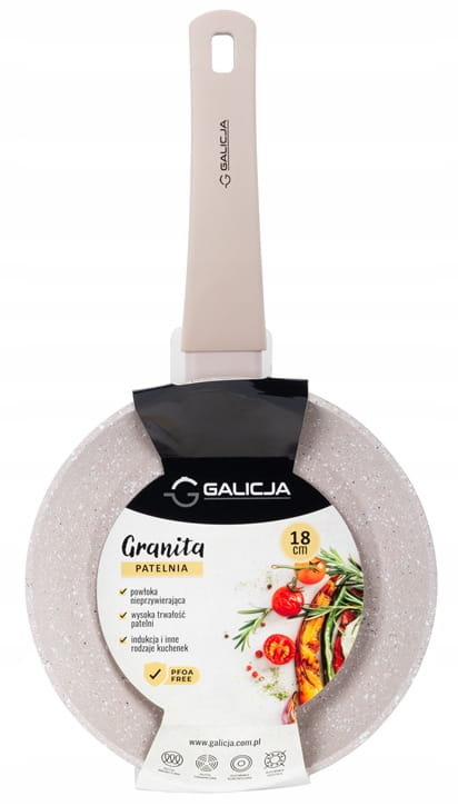 Patelnia do smażenia nieprzywierająca 18cm beżowa