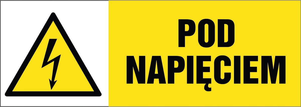 Tabliczka: Pod napięciem 21x60cm PCV 3mm