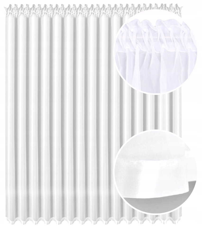 Firana gotowa klasyczna gładka długa 400x240 na balkon firany gotowe białe