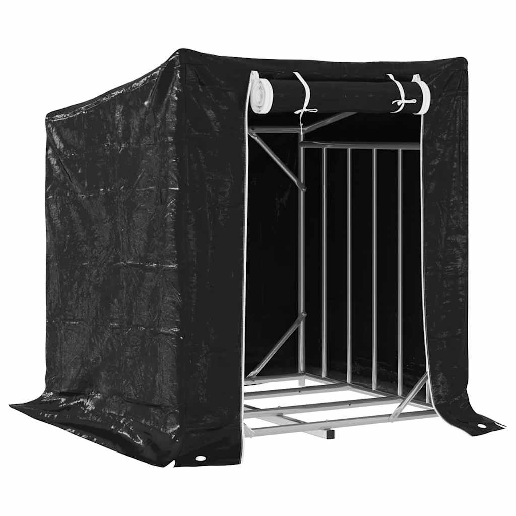 vidaXL Stojak na drewno opałowe z drutem stalowym, 100,5x100,5x110,5cm