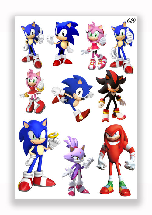 1szt TATUAŻE DZIARY ZMYWALNE DLA DZIECI NA URODZINY SONIC 020