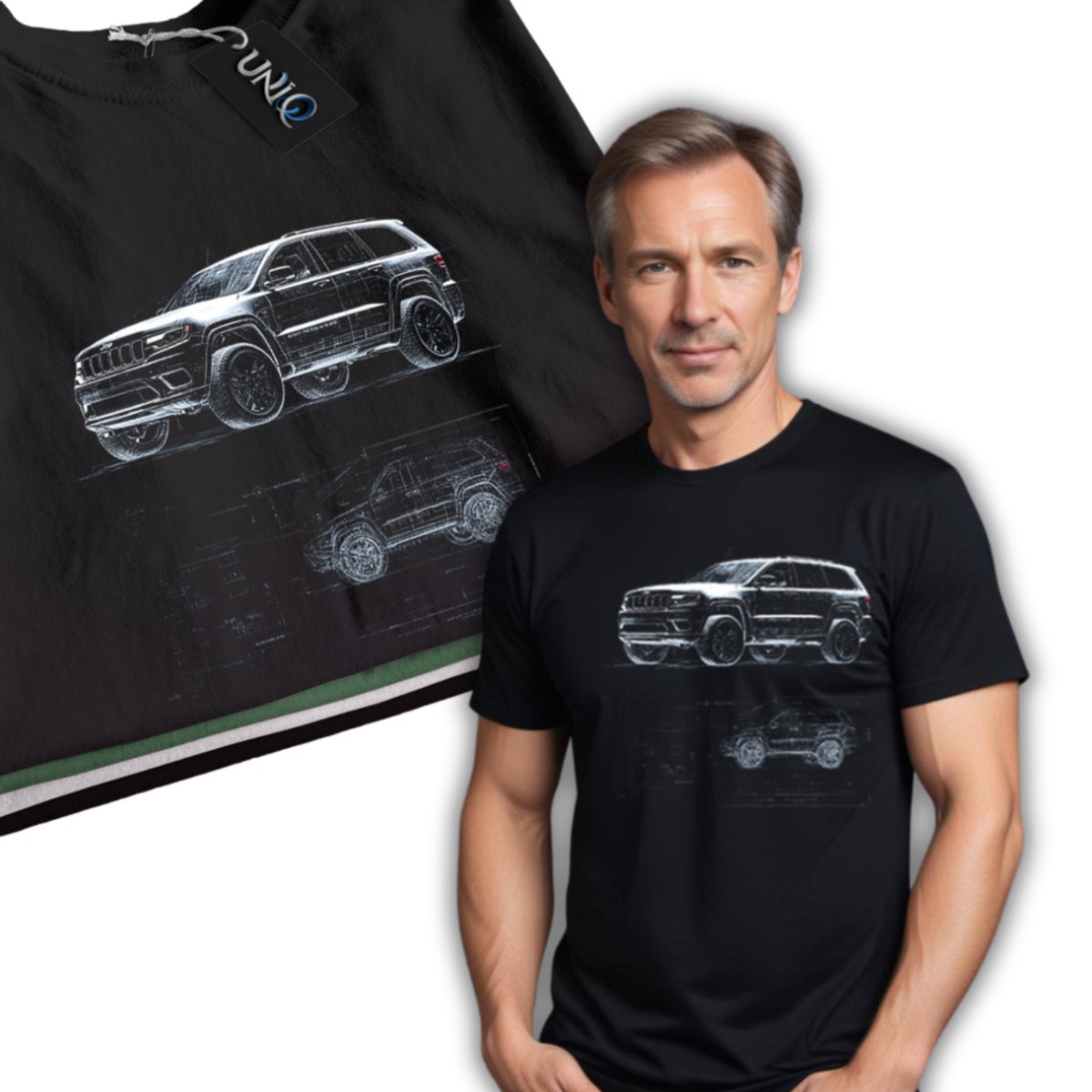 Czarny T-SHIRT NA PREZENT Jeep Grand Cherokee koszulka z nadrukiem L