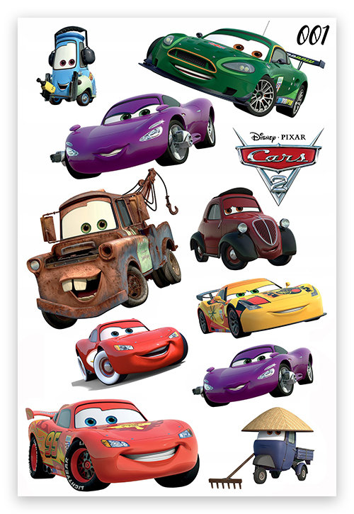 1szt TATUAŻE DZIARY ZMYWALNE DLA DZIECI AUTO AUTKI MOTO 001