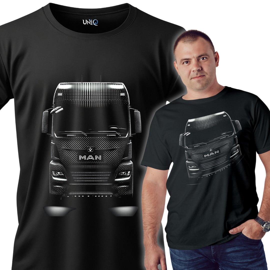 Czarny T-SHIRT NA PREZENT bawełniana męska KOSZULKA Z NADRUKIEM MAN TGX 4XL