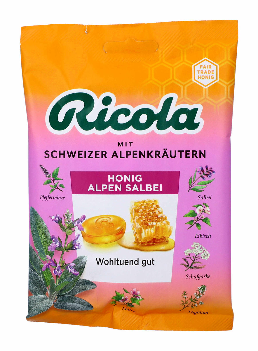 Ricola, cukierki ziołowe, miód alpejska szałwia, 75g