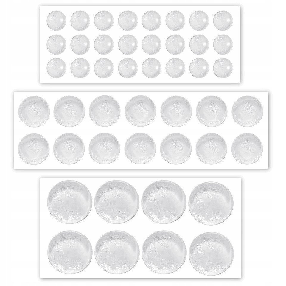 ODBOJNIKI GUMOWE SILIKONOWE SAMOPRZYLEPNE TRANSPARENTNE 46 szt DUŻE KÓŁKA