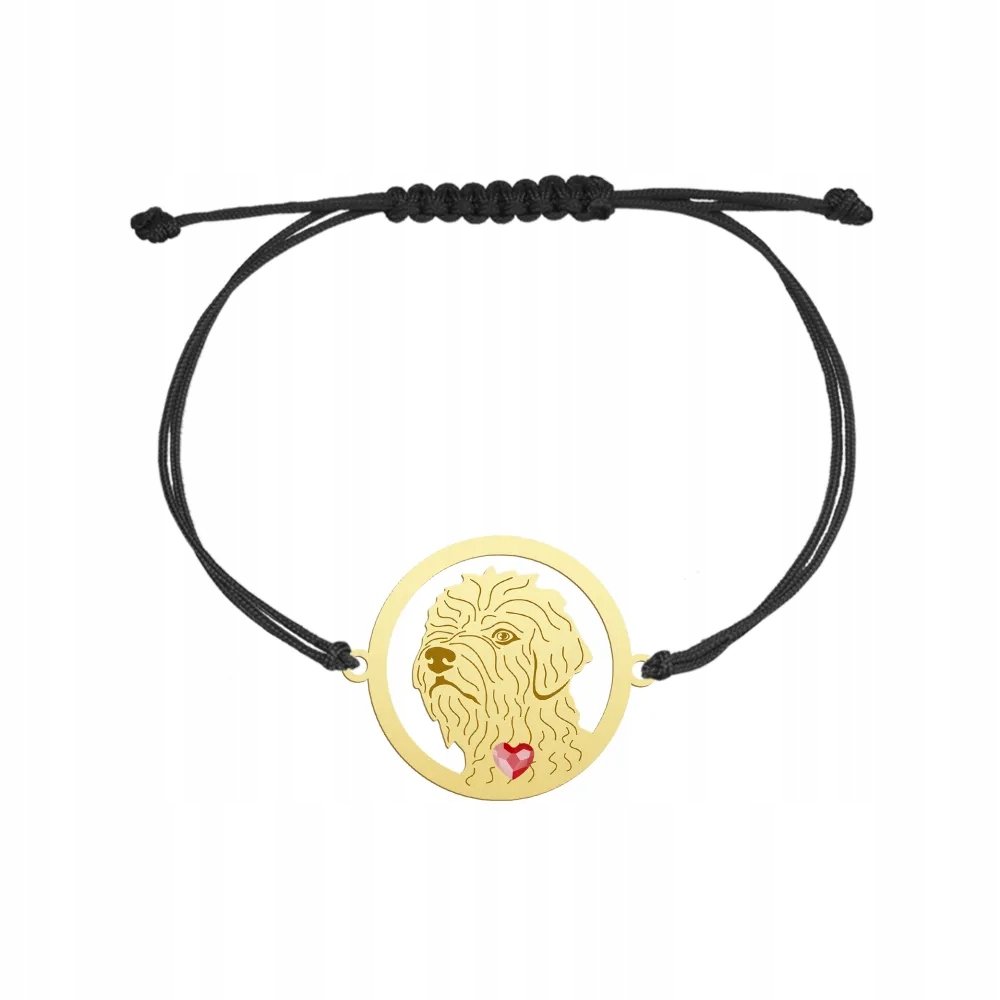 Bransoletka Złota z psem Irish Glen of Imaal Terrier 925 sznurek GRAWER