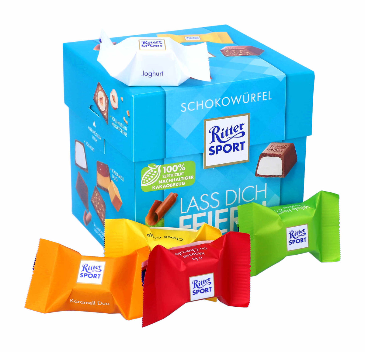 Ritter Sport, mini czekoladki, mix 5 smaków, 176g, 22 sztuki