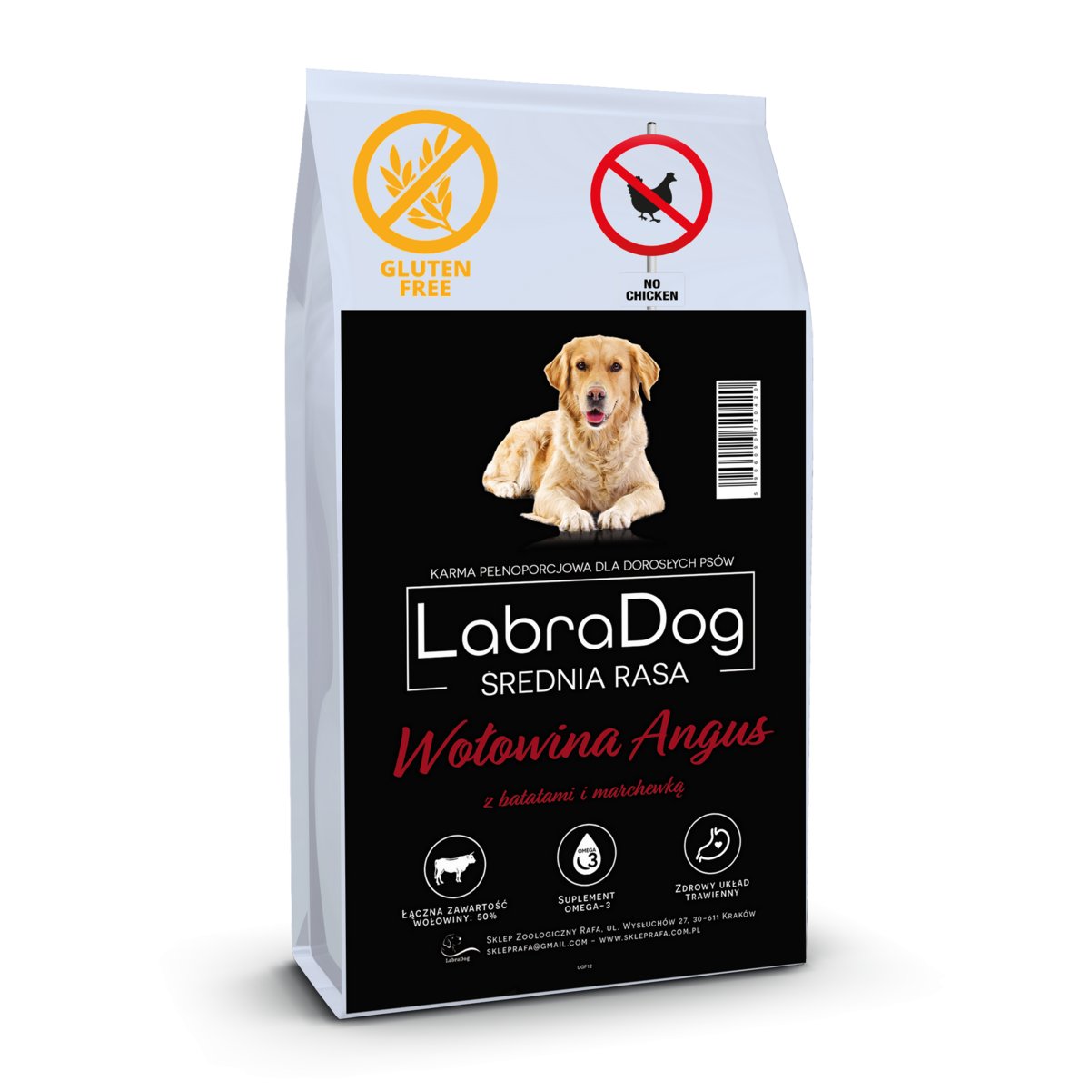 Karma sucha dla psa dorosłego rasy średniej LabraDog Superfood Wołowina Angus z batatami i marchewką 2kg