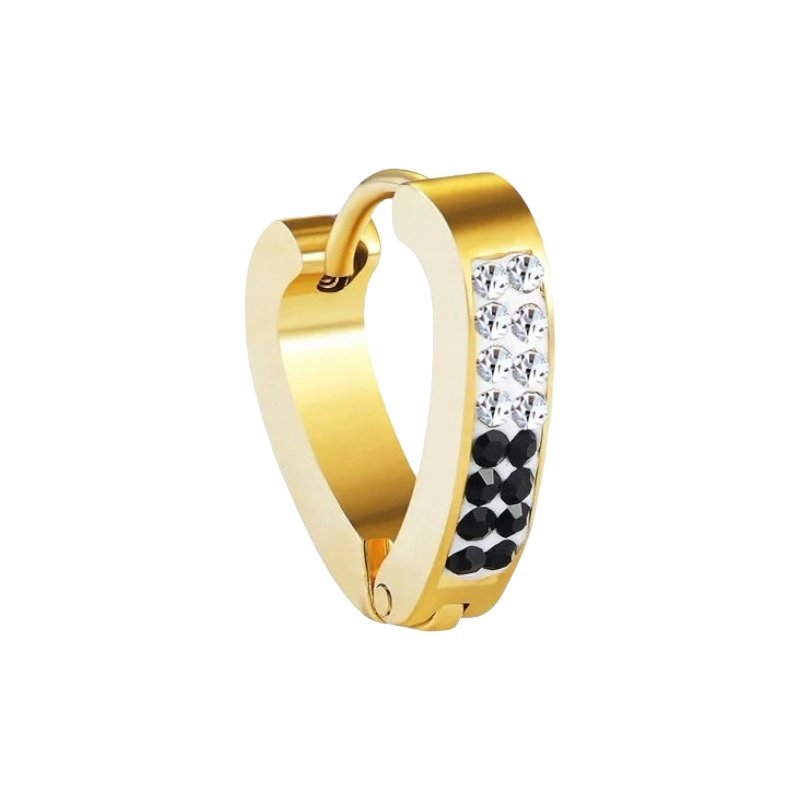 Kolczyk PIERCING Clicker Złoty Serce z cyrkoniami, Stal Ch. 316L 1.0/10