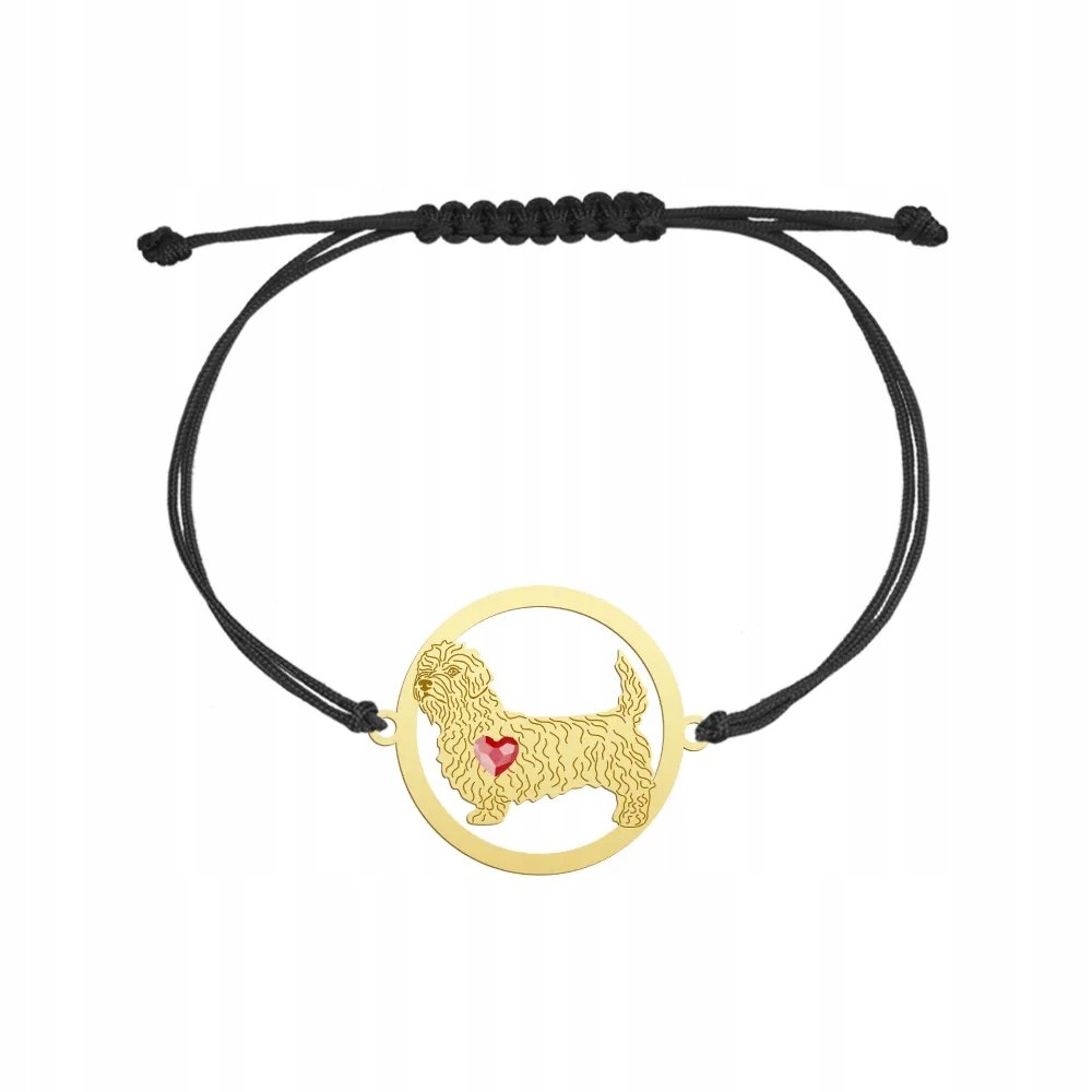 Bransoletka Złota z psem Irish Glen of Imaal Terrier 925 sznurek GRAWER