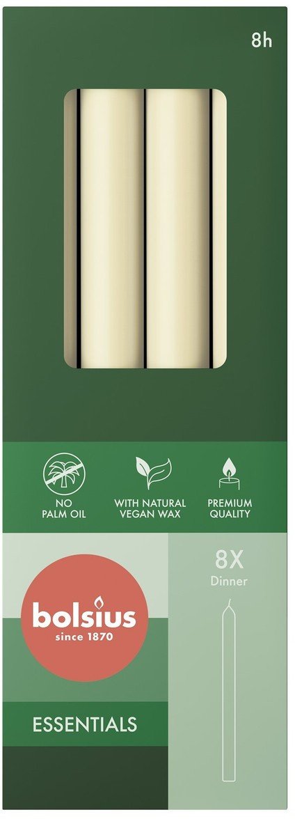 Świeca stołowa BOLSIUS Essentials 8H 23CM 8szt. DELIKATNY PERŁOWY